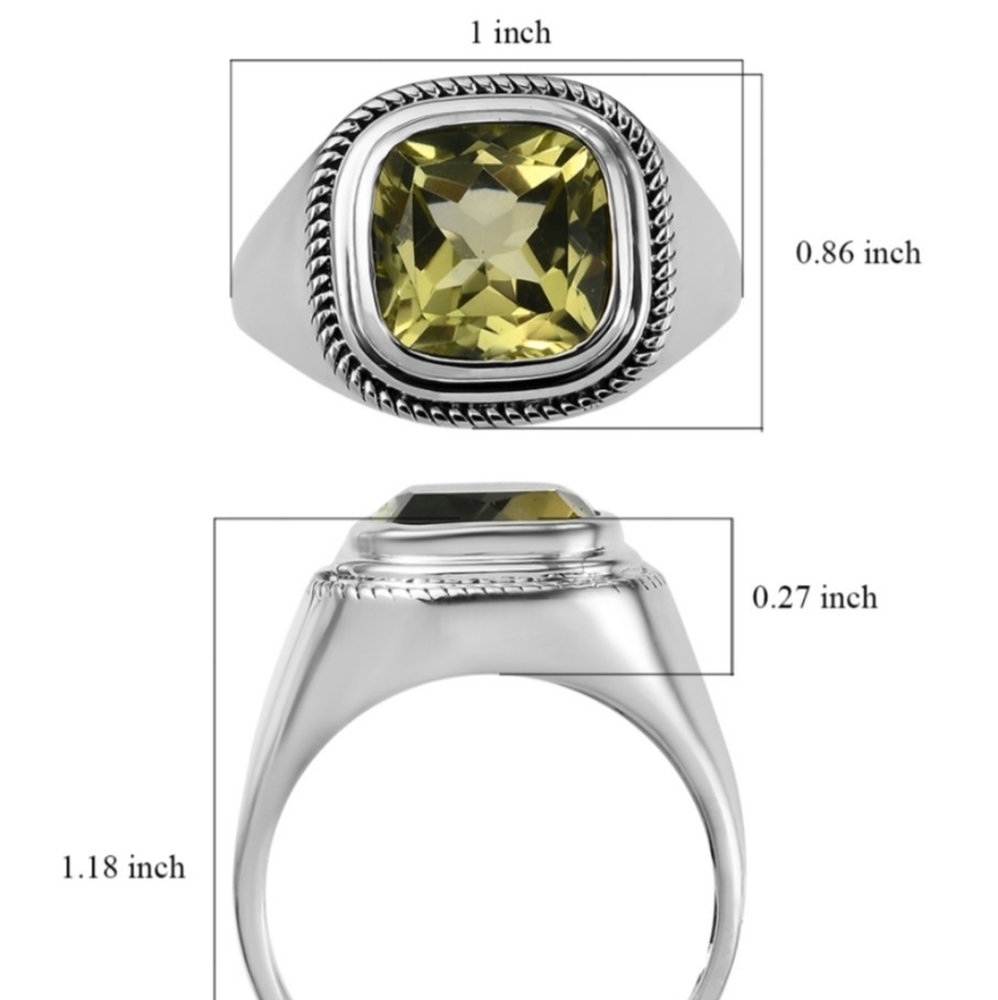 NWT💙HOST PICK💙MENS LEMON QUARTZ ASSCHER CUT GEMSTONE RING - Picture 4 of 4